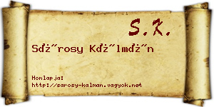 Sárosy Kálmán névjegykártya